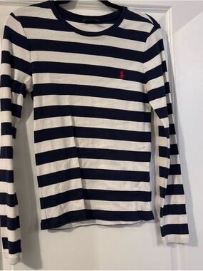 Ralph Lauren Navy & White Striped Long-Sleeve Tee